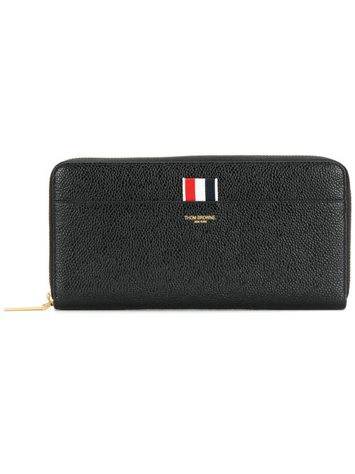 Black leather grosgrain-tab leather continental wallet Thom Browne | FAW012A00198001